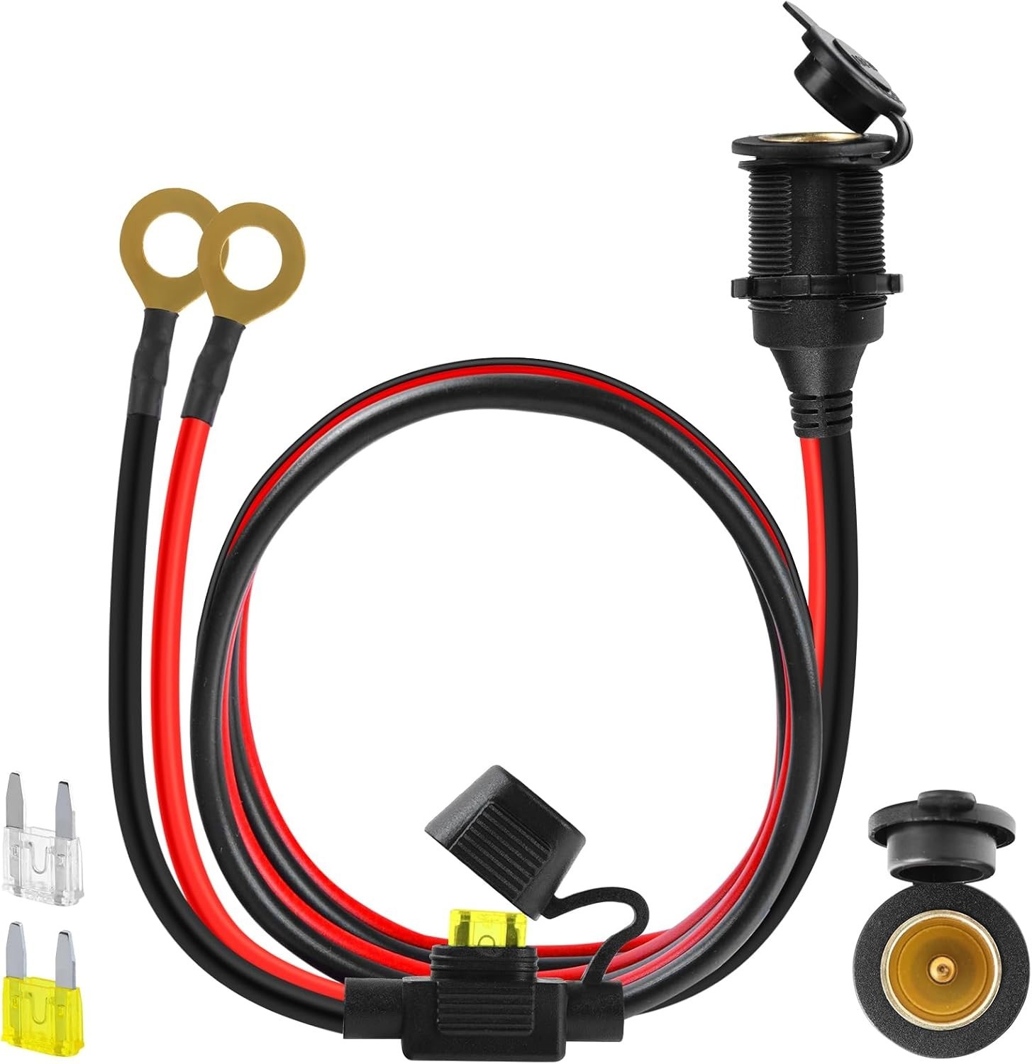 3FT, 12V 2.5mm²/13AWG, 12V Power Outlet 20A Waterproof and Dustproof, 12V Out...