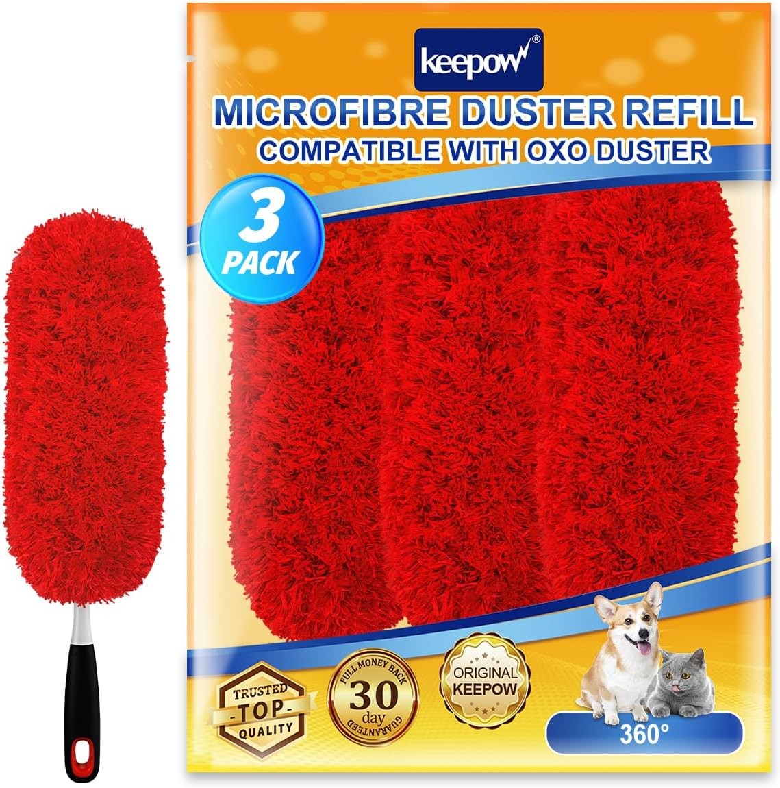 3 Pack Microfiber Reusable Duster Refills Compatible W/ OXO Duster Washable