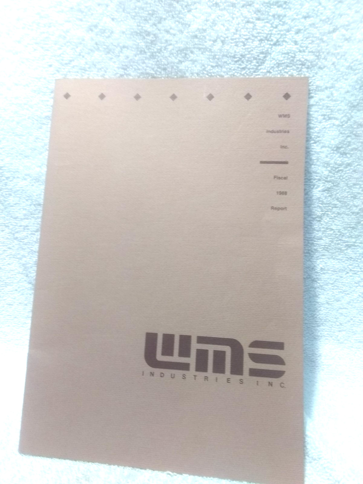 WMS Gaming 1988 Stock Holders Fiscal Report Pamphlet Great Vintage Condition