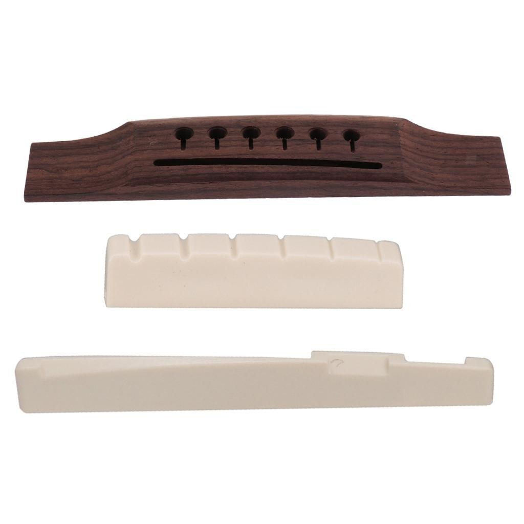 Left Handed Acoustic Guitar Rosewood Bridge With Nut Saddle