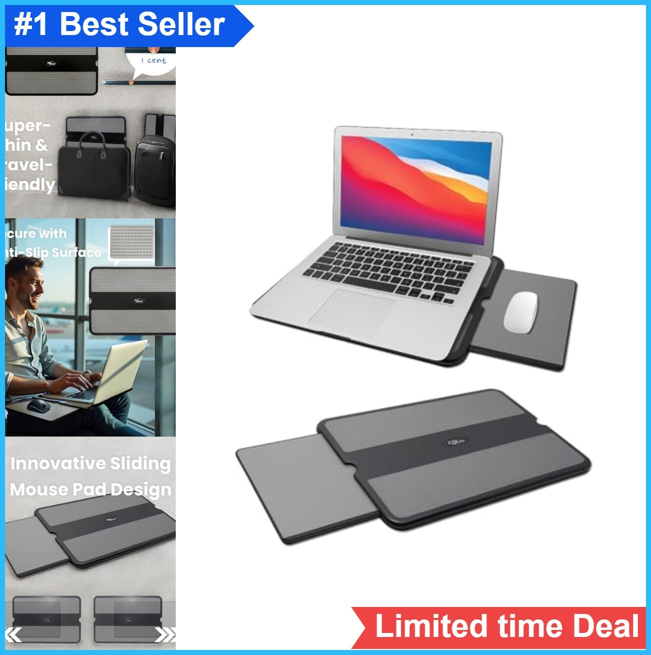 Laptop Lap Desk Portable with Retractable Mouse Tray for Bed Sofa Couch and