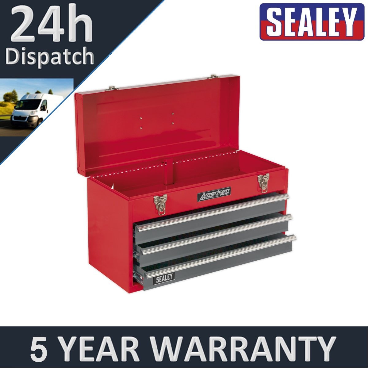 Sealey American PRO� Tool Chest 3 Drawer Red/Grey AP9243BB