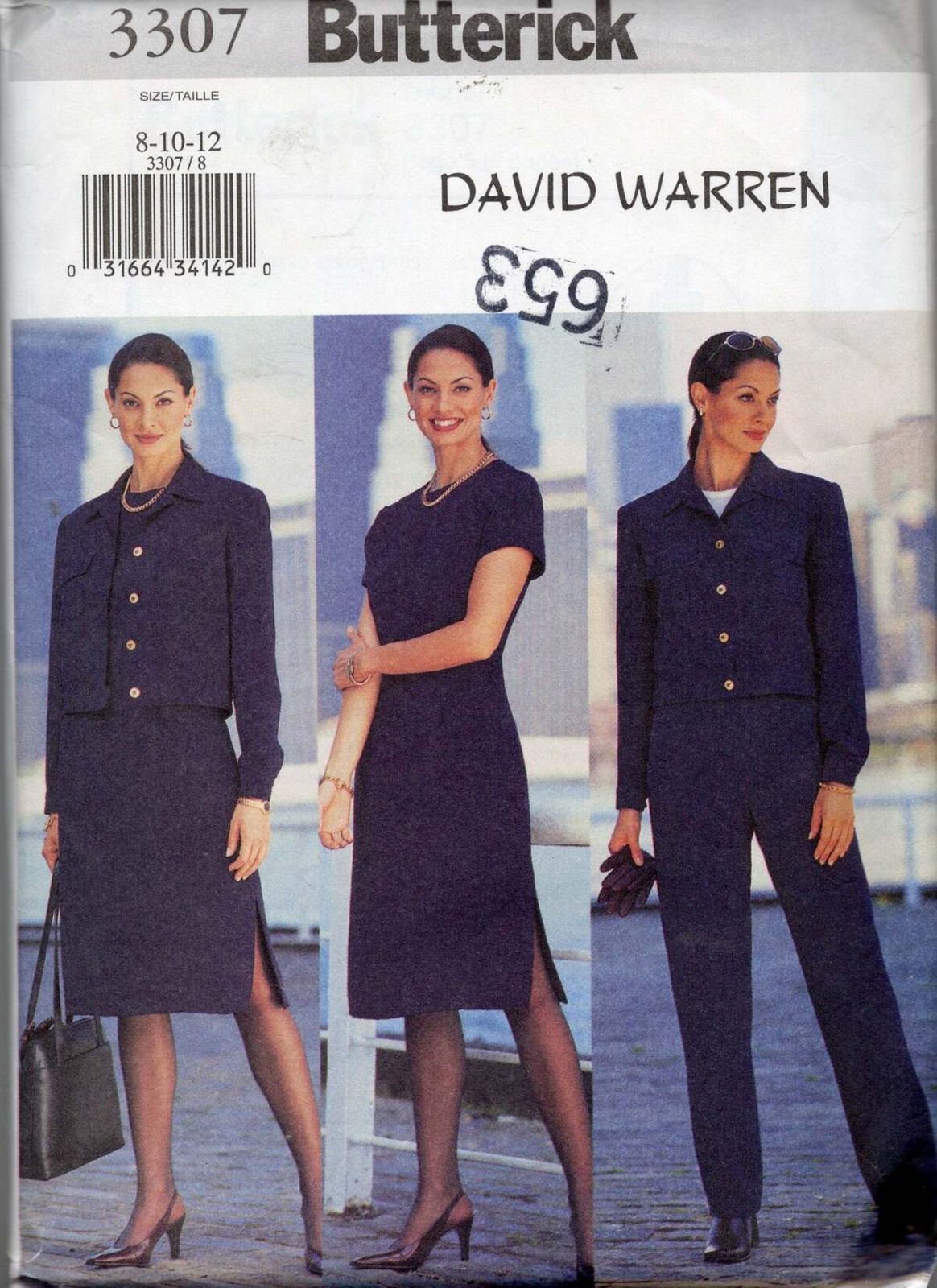 VTG!3307 BUTTERICK DAVID WARREN  STYLISH MISSES JACKET,DRESS & PANTS