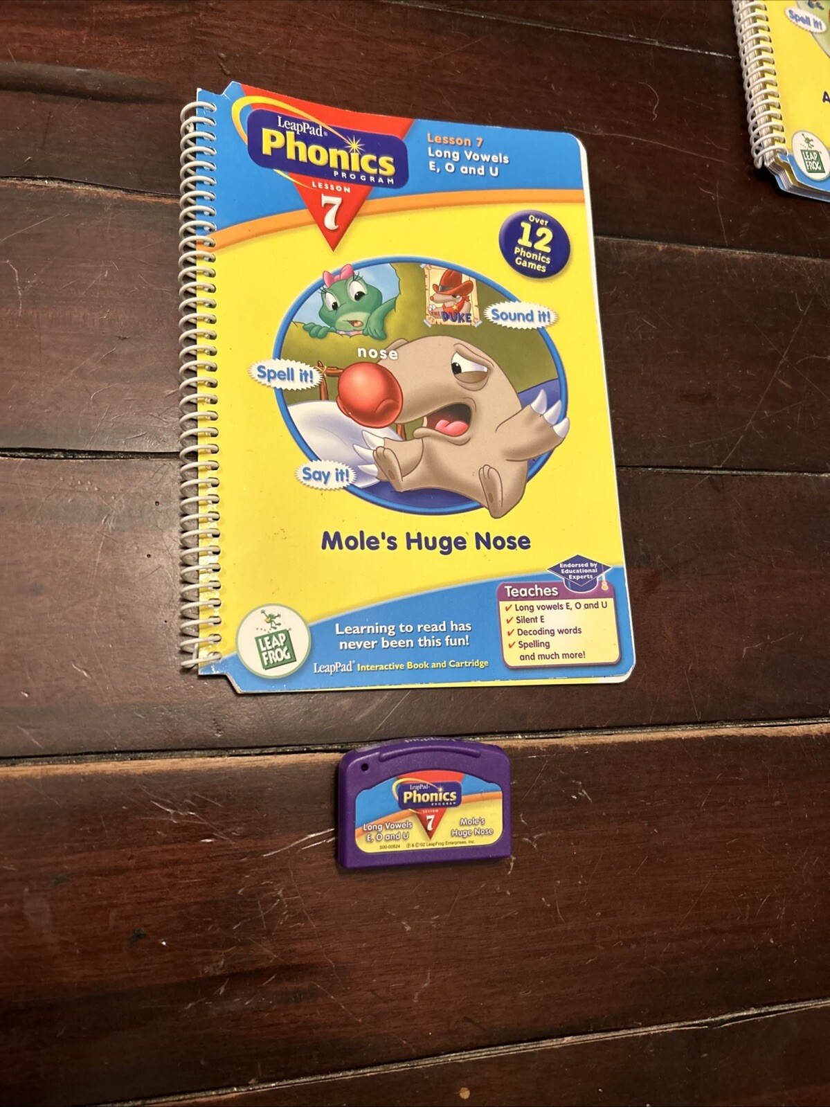 LeapPad Phonics Mole's Huge Nose Lesson 7 Long Vowels Book & Cartridge LeapFrog