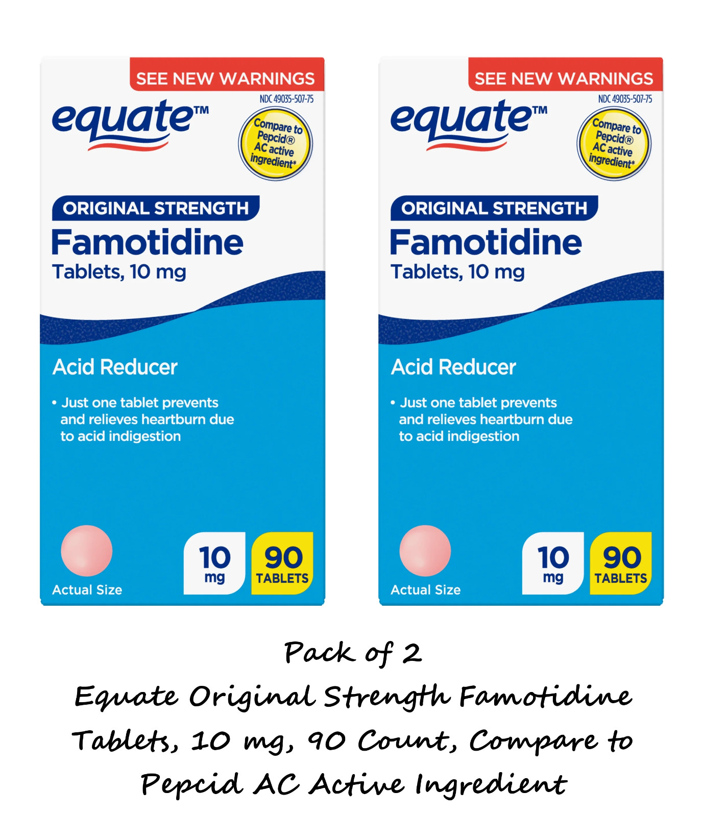 Equate Famotidine Tablets, 10 Mg, Original Strength, Acid Reducer for Heartburn