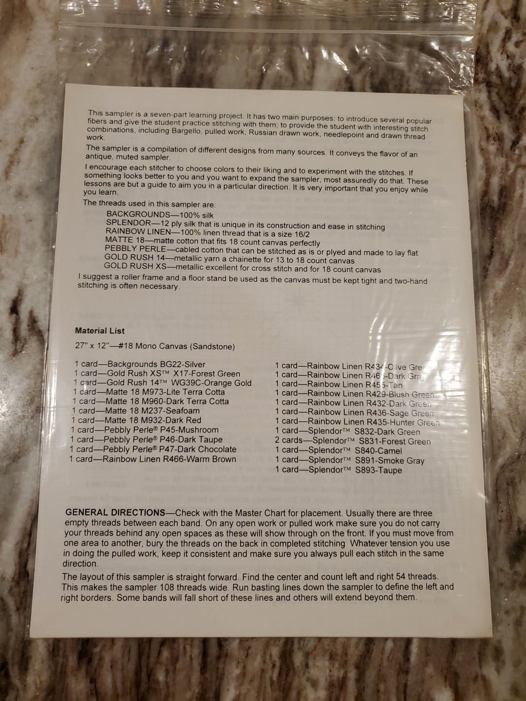 AJR Patterson Design Rainbow Gallery Needlepoint Chart - Robyn's Sampler