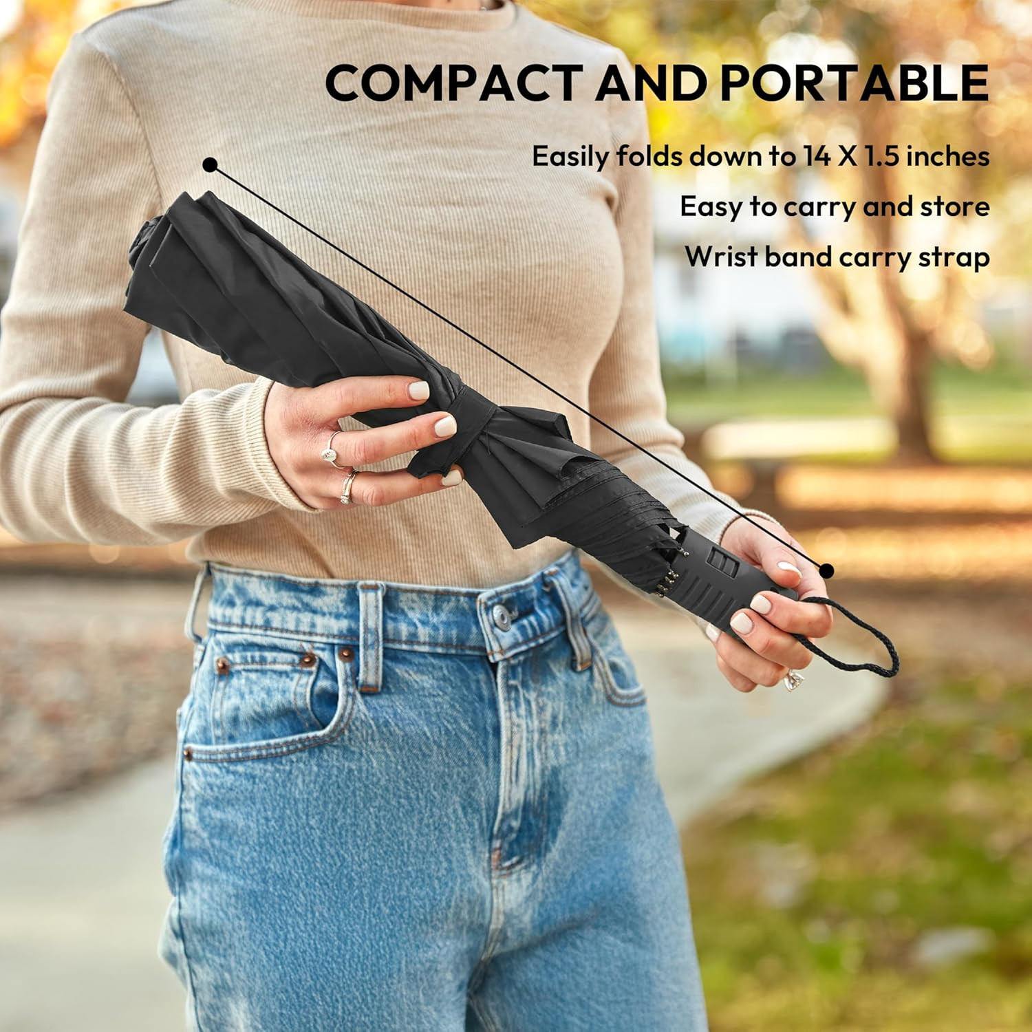 Weather Station Automatic Rain Umbrella, Windproof, Lightweight, and Packable fo