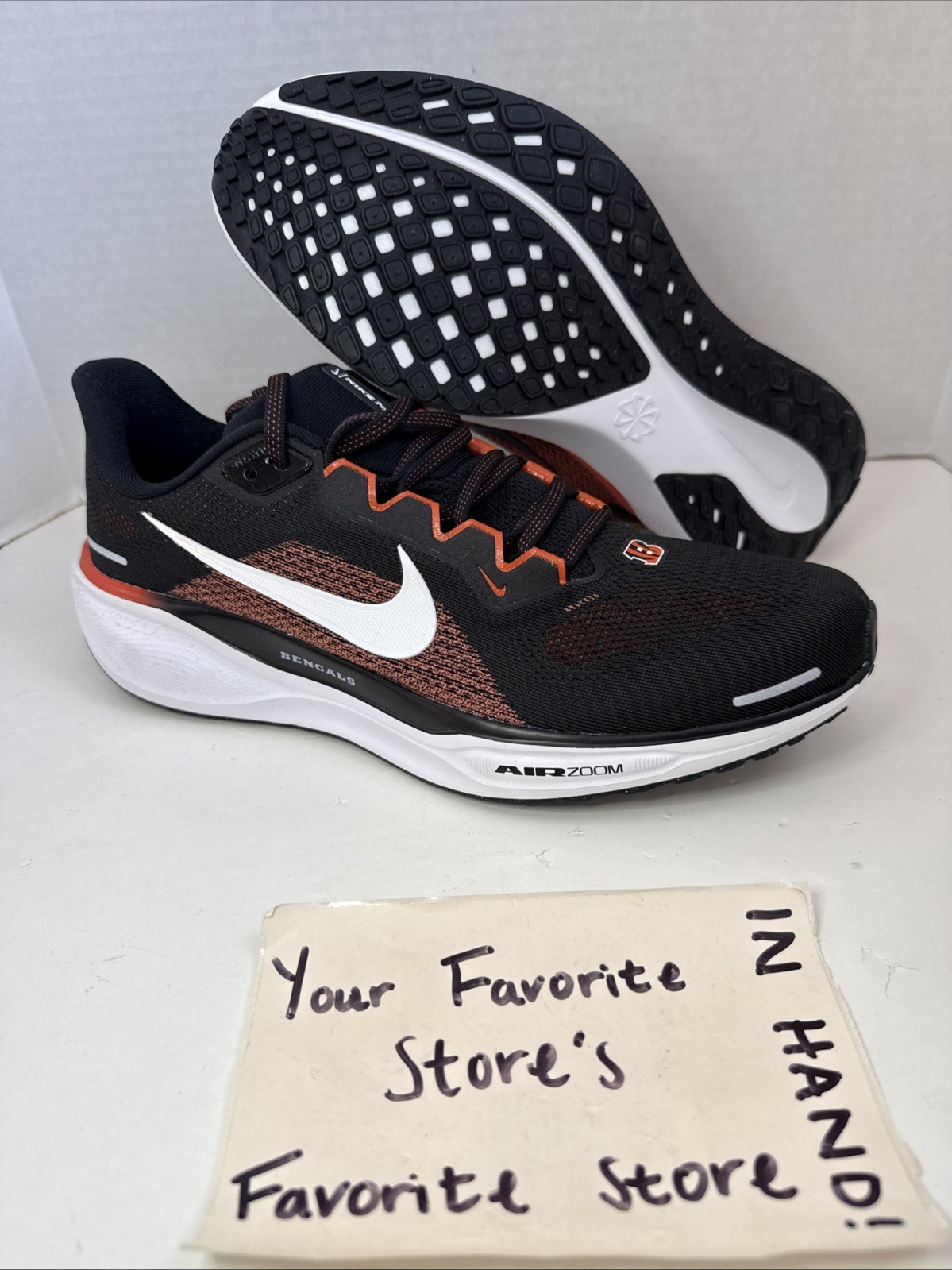 Nike Air Zoom Pegasus 41 Cincinnati Bengals Running Shoes FZ5072-001 Men Size 11
