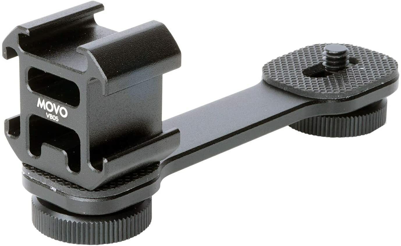 Movo VB05 Triple Shoe Extension Video Bracket for Microphones, Lights, Gimbals