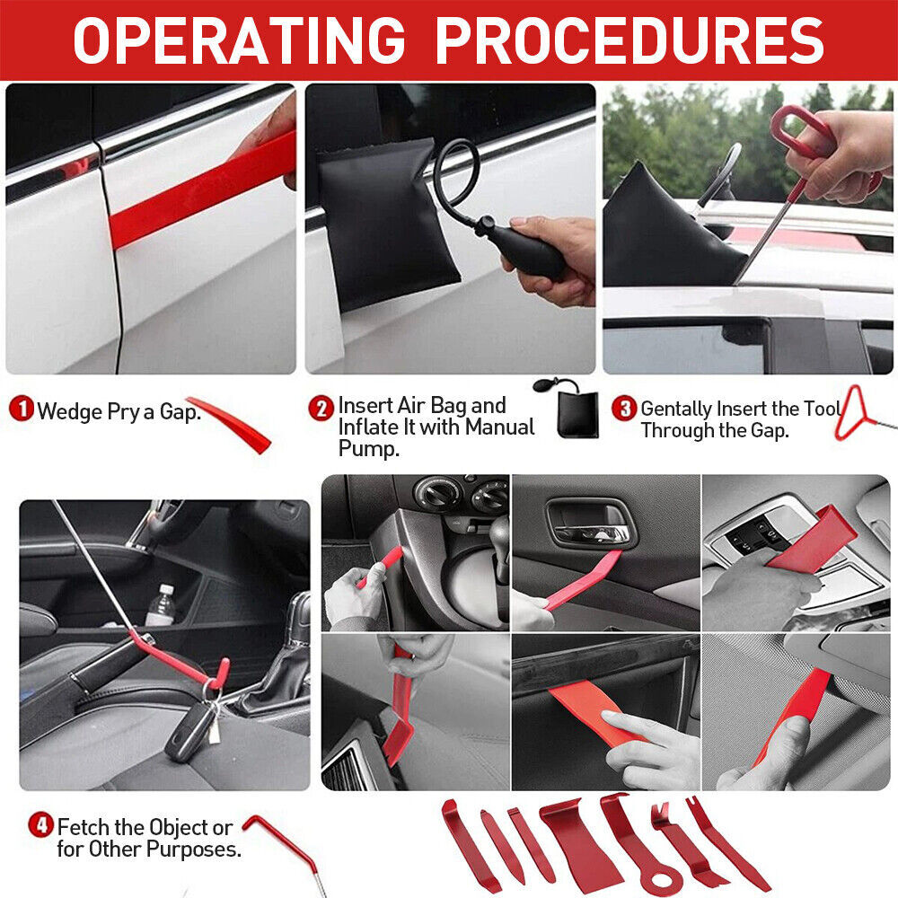 31Pcs Emergency Kit Auto Tool Window-Car Door Open Unlock Lock Out Universal Kit
