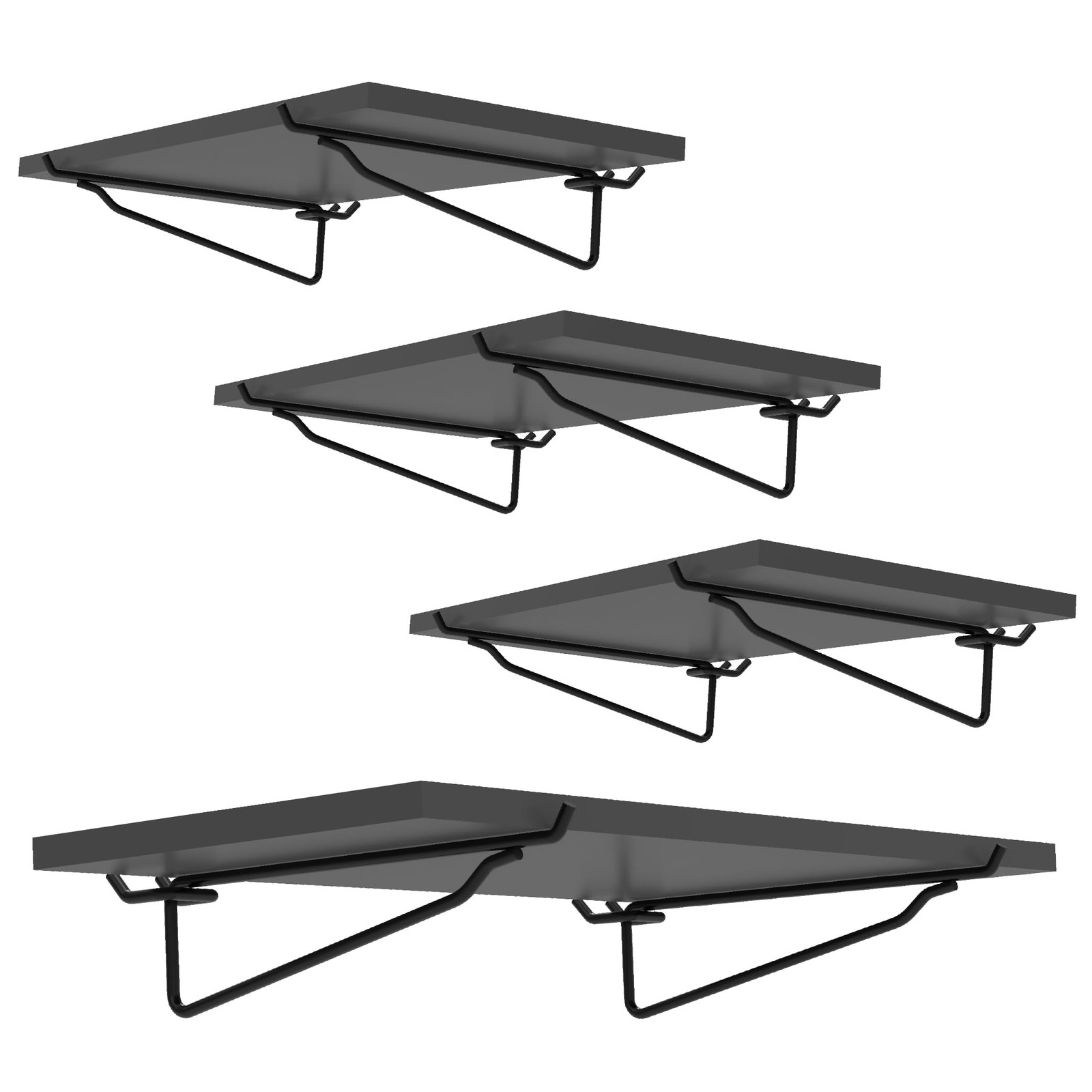 4 PCS Black Pegboard Shelf Set Versatile Wood Shelving Storage Organization
