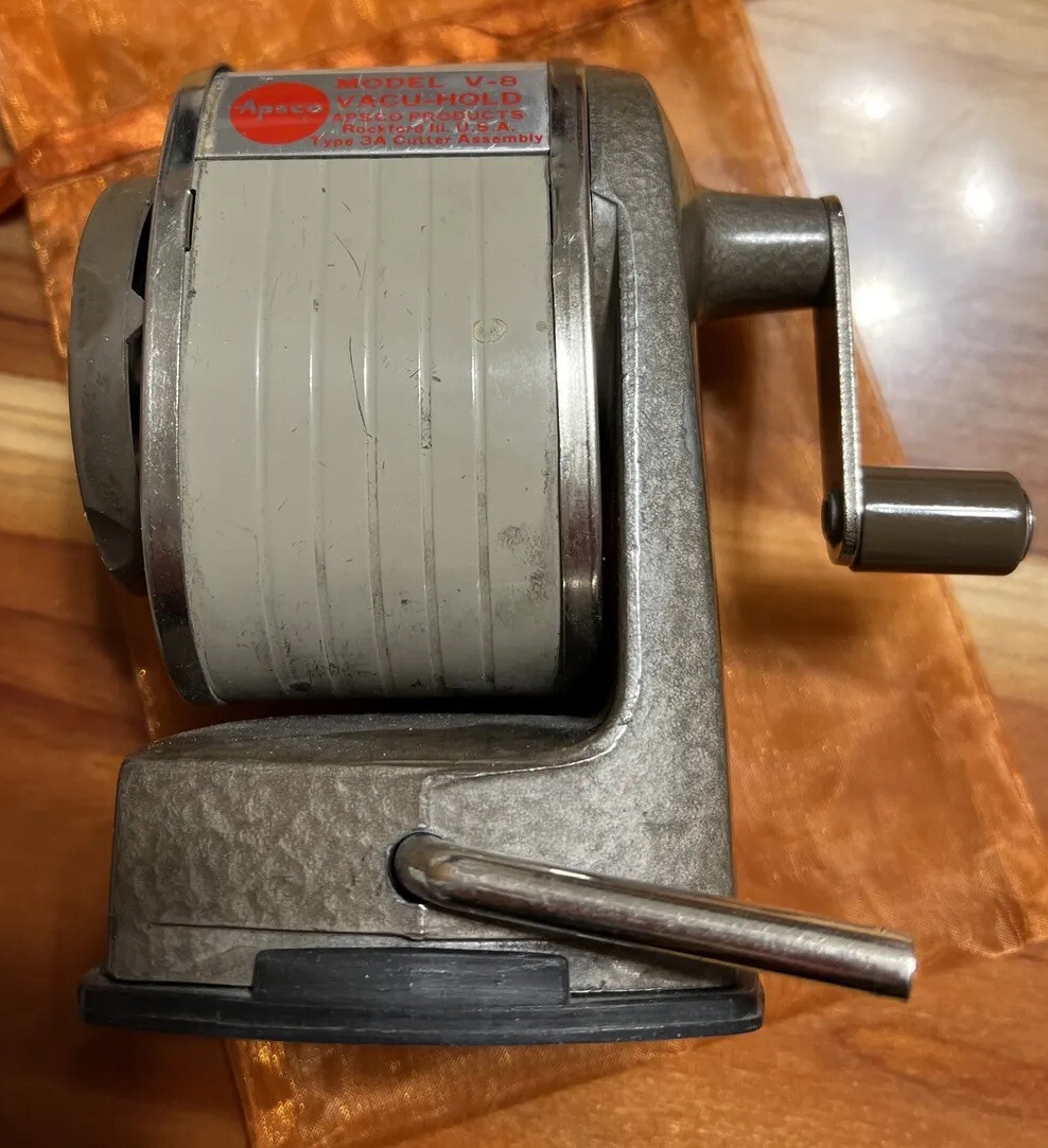 APSCO Pencil Sharpener Manual Crank School Metal Desk Mount Works Pre-owned