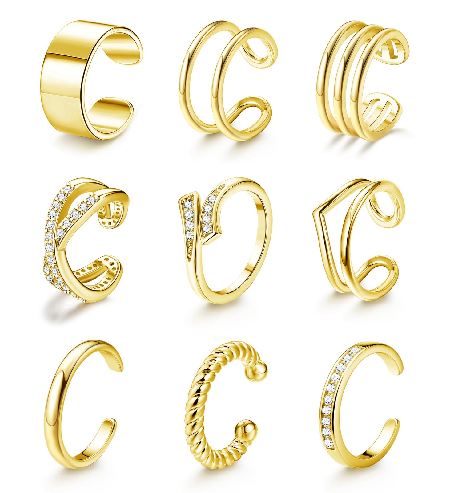 Toe Rings for Non Tarnish Waterproof - 14K Gold Filled Adjustable Toe Rings S...