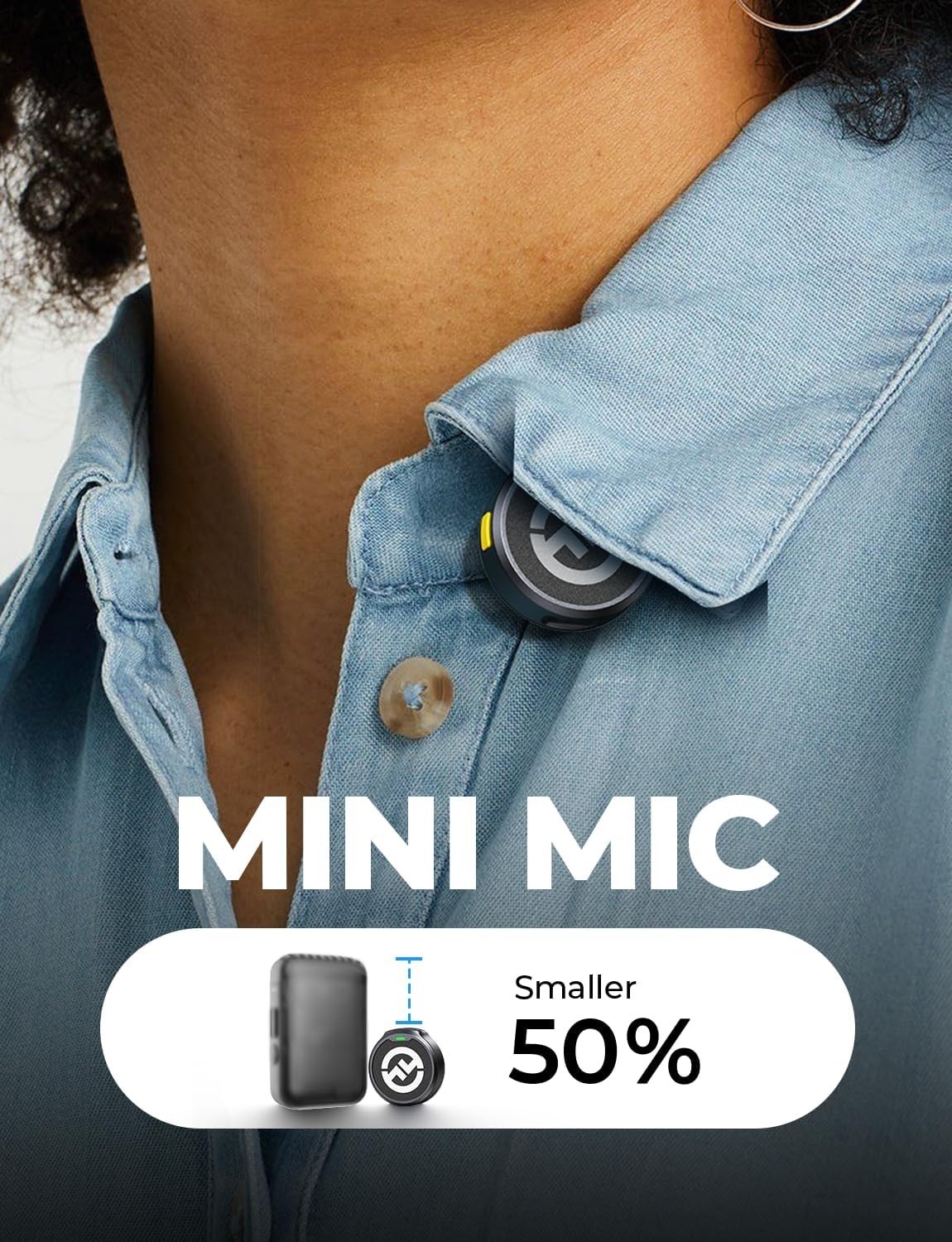 Omnidirectional Mini Wireless Microphone with Rechargeable Battery for Video