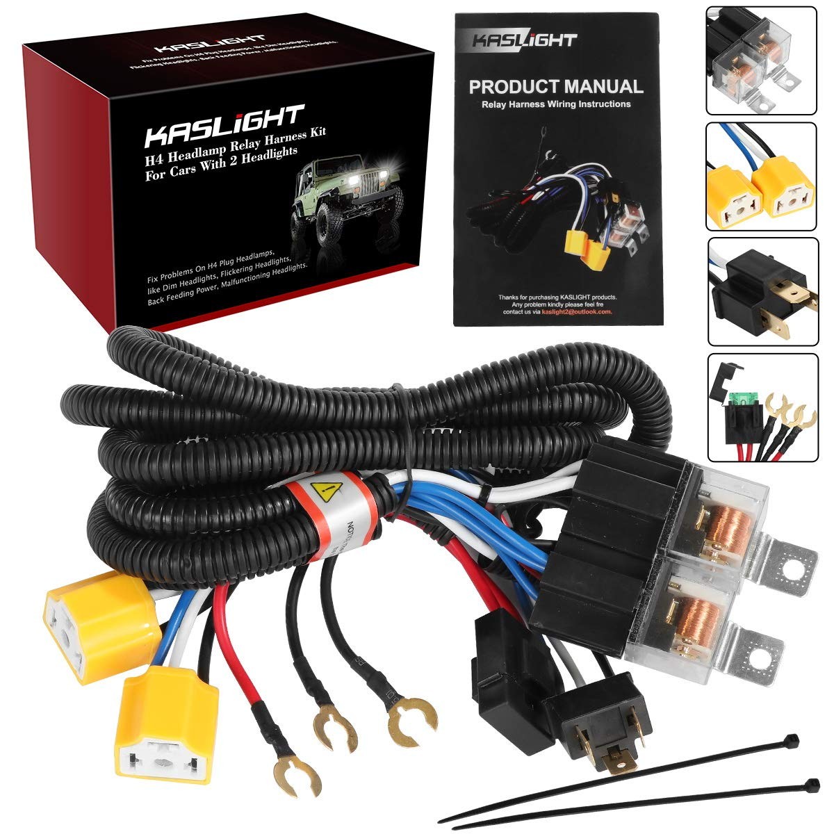 1Set 2 Headlight Wiring Harness H4 Relay Harness H6054 LED Headlight Connector