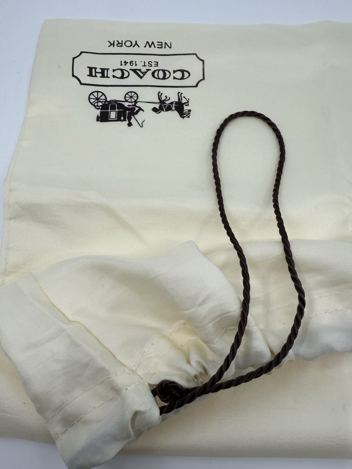 Coach Drawstring Cream Satin Dust Bag Purse