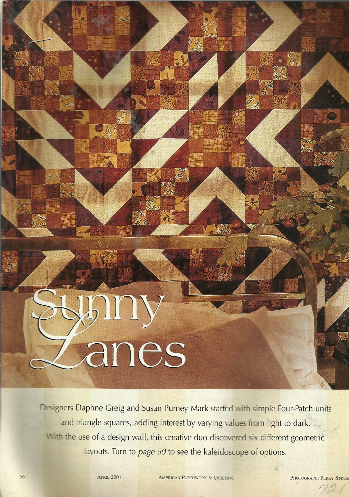 C0591  SUNNY LANES  QUILT  PATTERN/INSTRUCTIONS