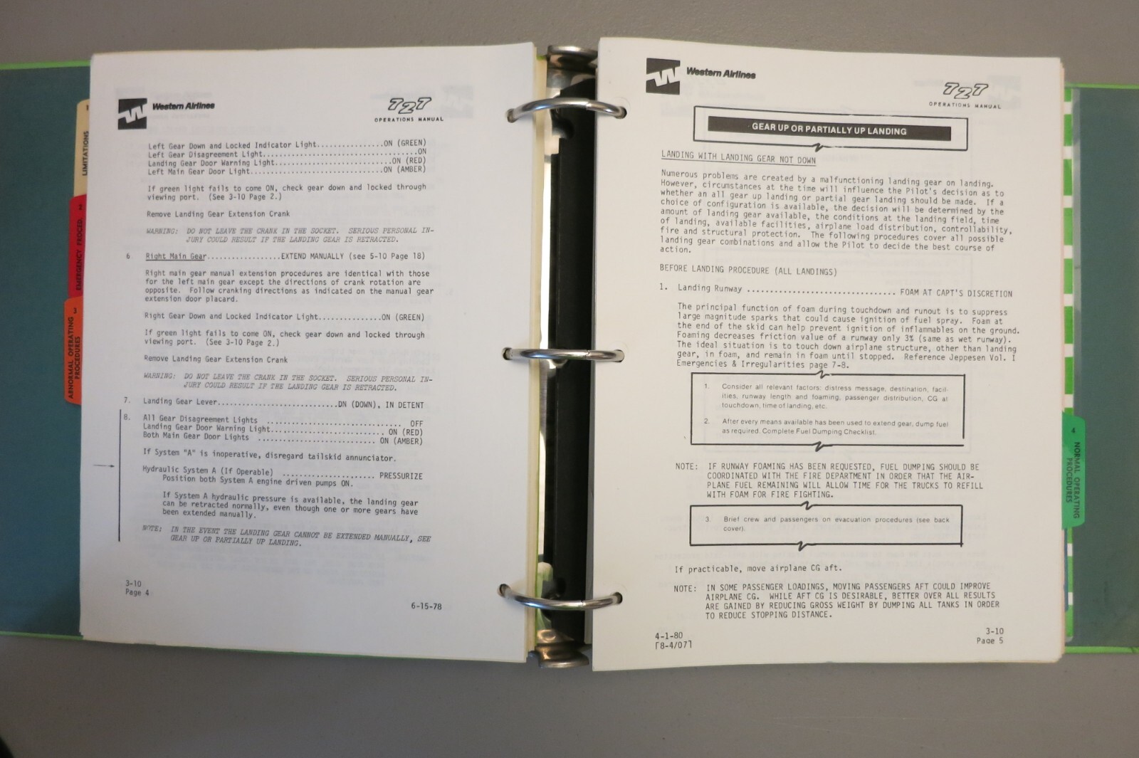 Western Airlines Boeing 727 Operations + Simulator and Flight Training Manual