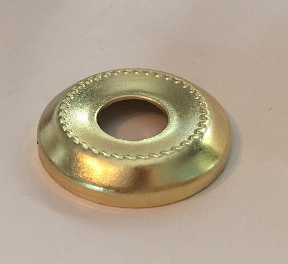 LOT OF 2 New Brass Plated steel 1-1/8" beaded check ring lamp part, slip 1/8-IPS