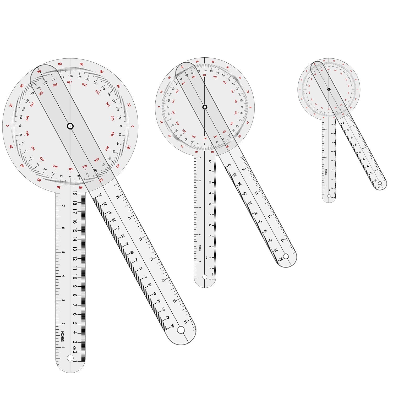 Goniometer Set 2-3 Pieces 12", 8", 6"/ 360 3 pcs - 12'', 8'', 6'', 12"+ 8"+6"