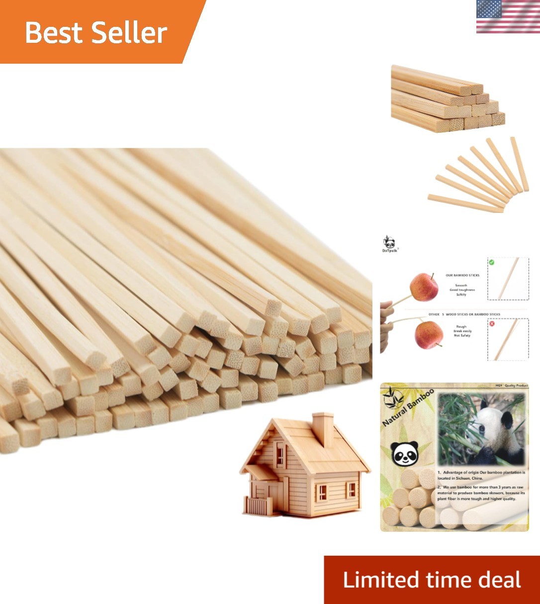 1/4 x 12 Inch Square Unfinished Bamboo Dowels - 25 PCS for Creative Projects