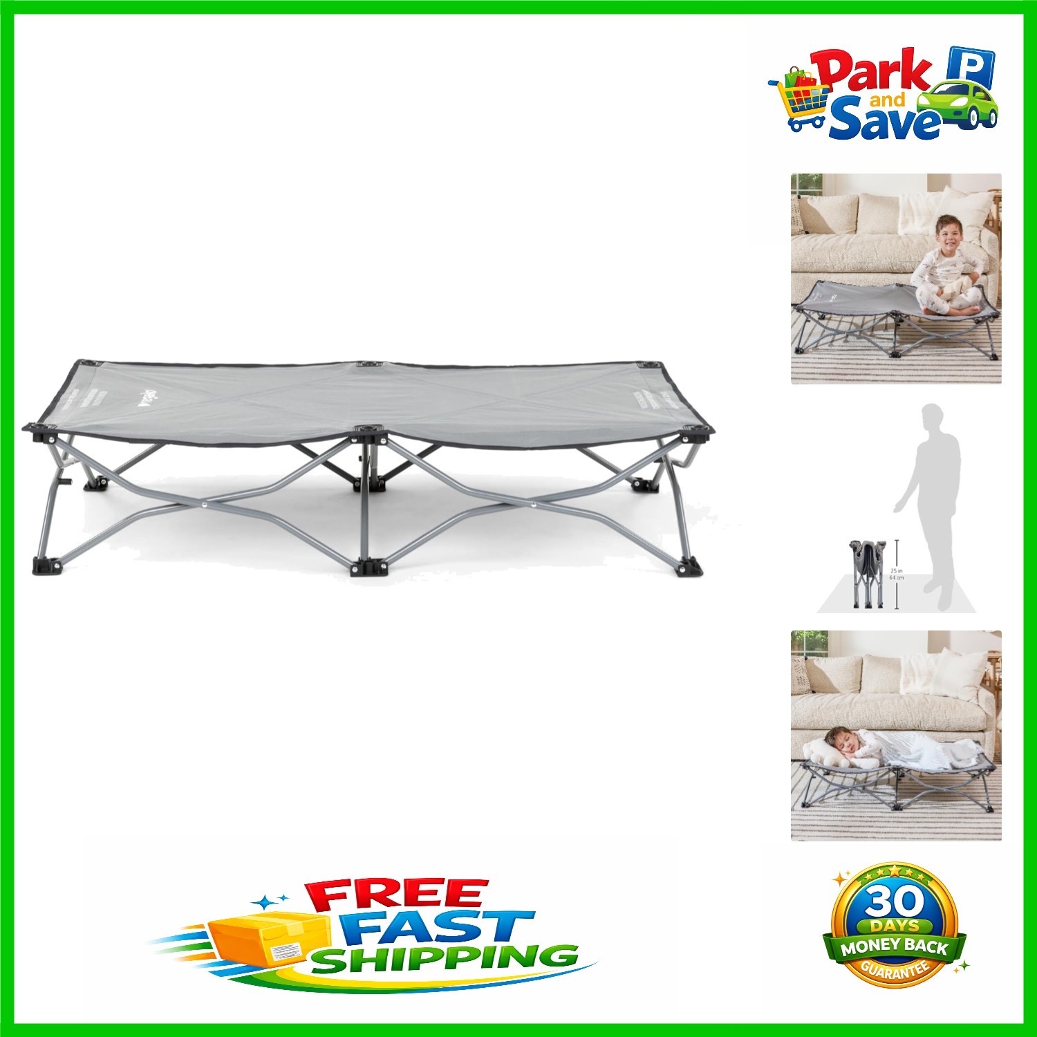 Durable My Cot Portable Travel Bed, Holds Up to 75lbs - Easy Setup for Parents