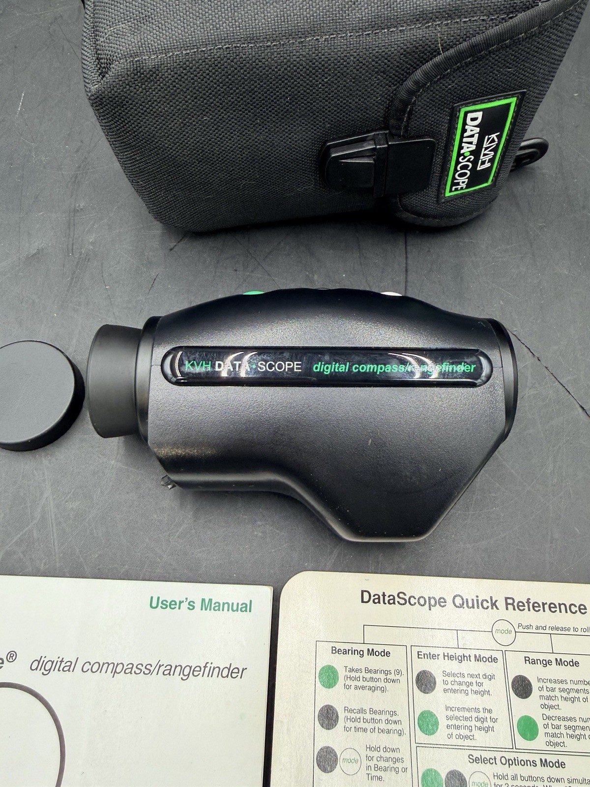 KVH Data Scope Digital Compass/Rangefinder w/ Case And Manuals Needs Battery