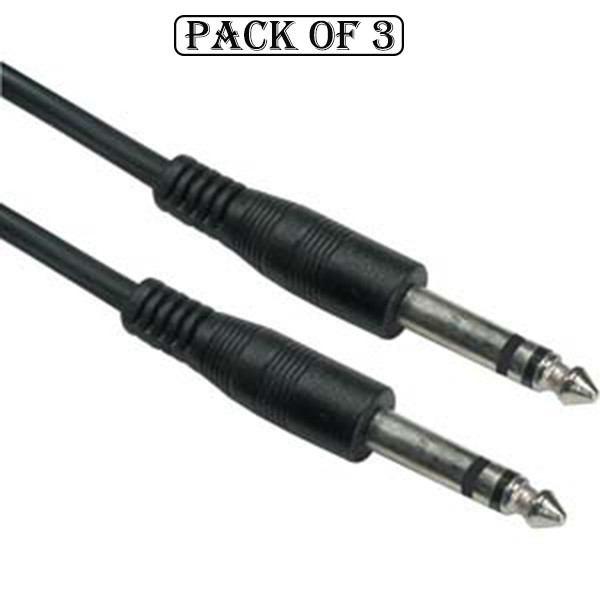 3x 10Ft 1/4" 6.3mm TRS Male to Male Stereo DJ Speaker Instrument Guitar Cable