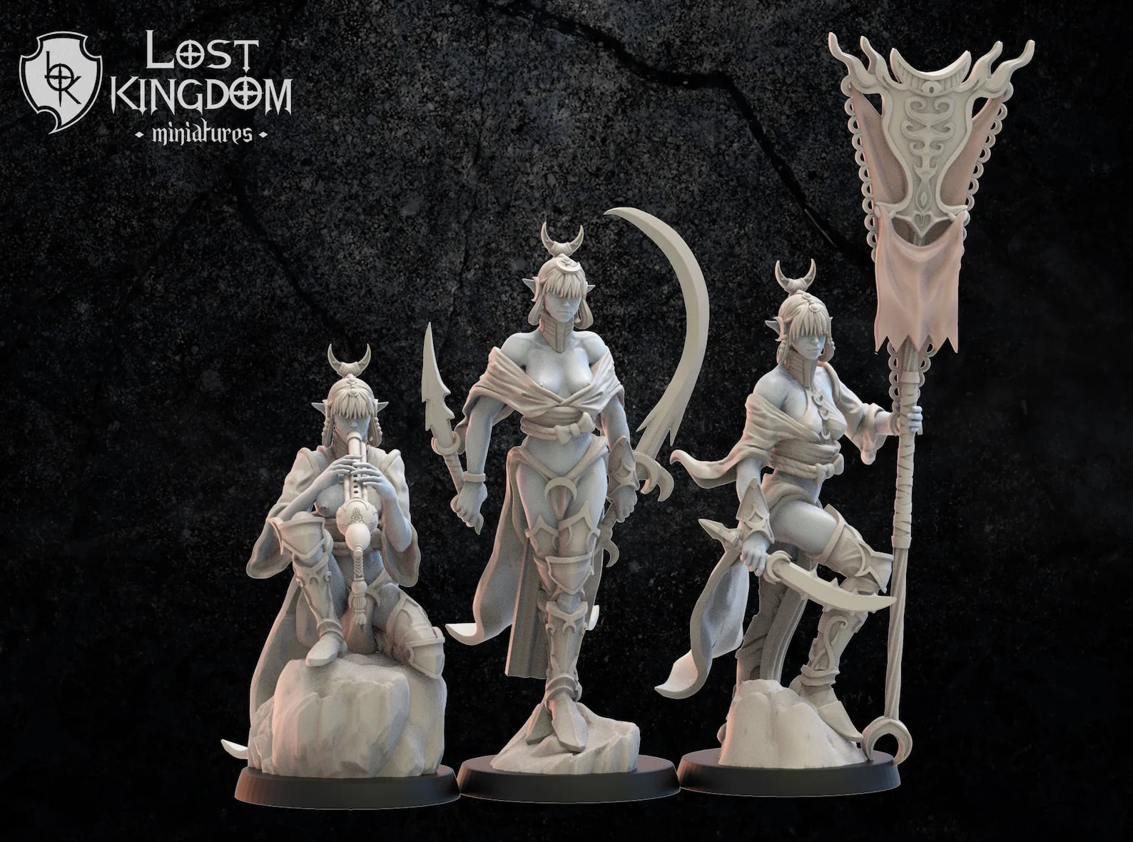 Onna Bugeisha Command Group (Set of 3) - 28-32mm - Resin Tabletop Miniatures