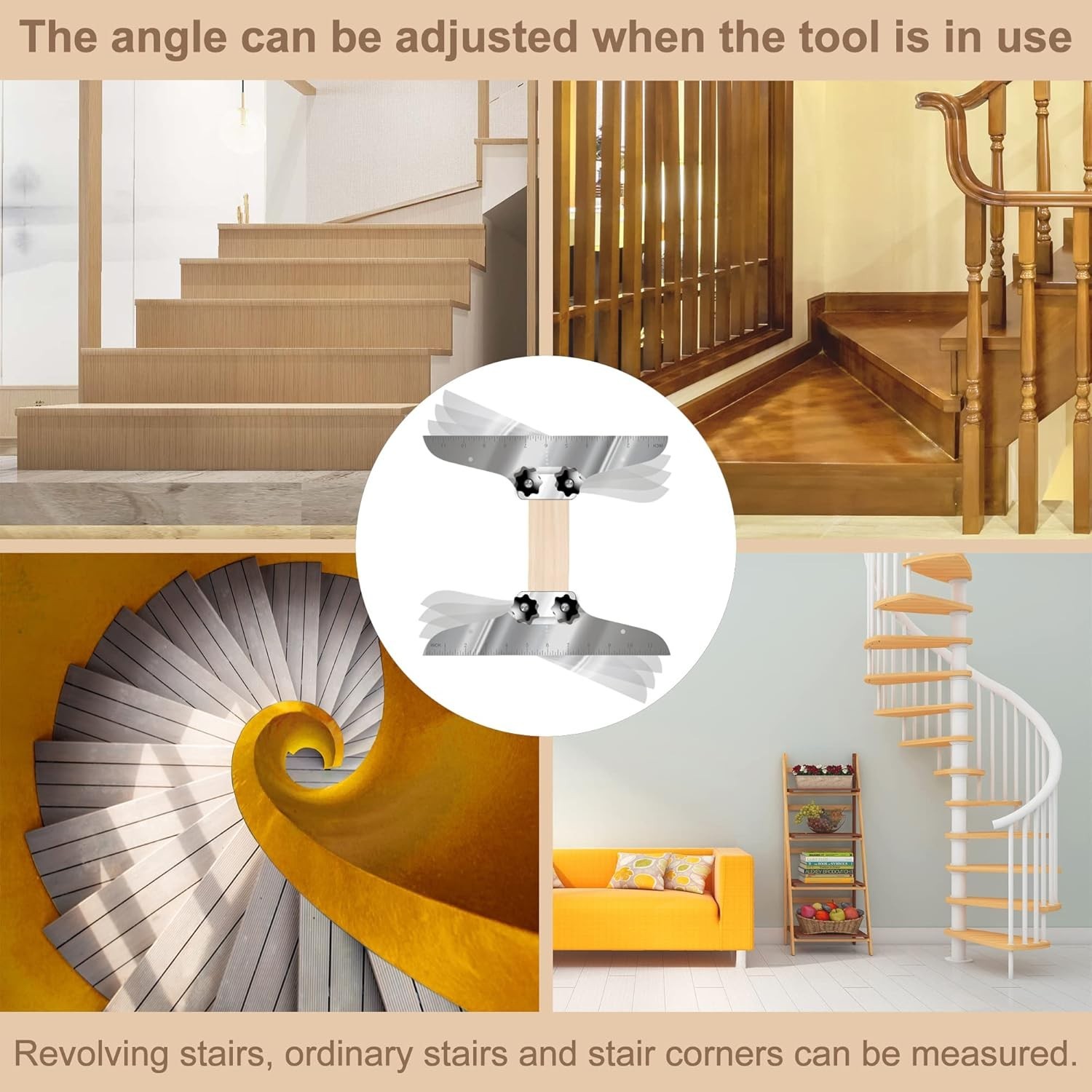 Stair Tread Template Tool Set Adjustable Measuring Jig w Level Tape