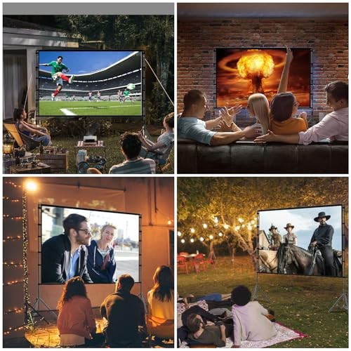 120" Projector Screen with Tripod Stand, Black Backing, 16:9, 160° View
