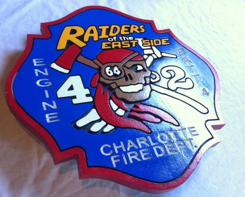 Fire Department Charlotte East Side 3D routed wood patch plaque sign Custom