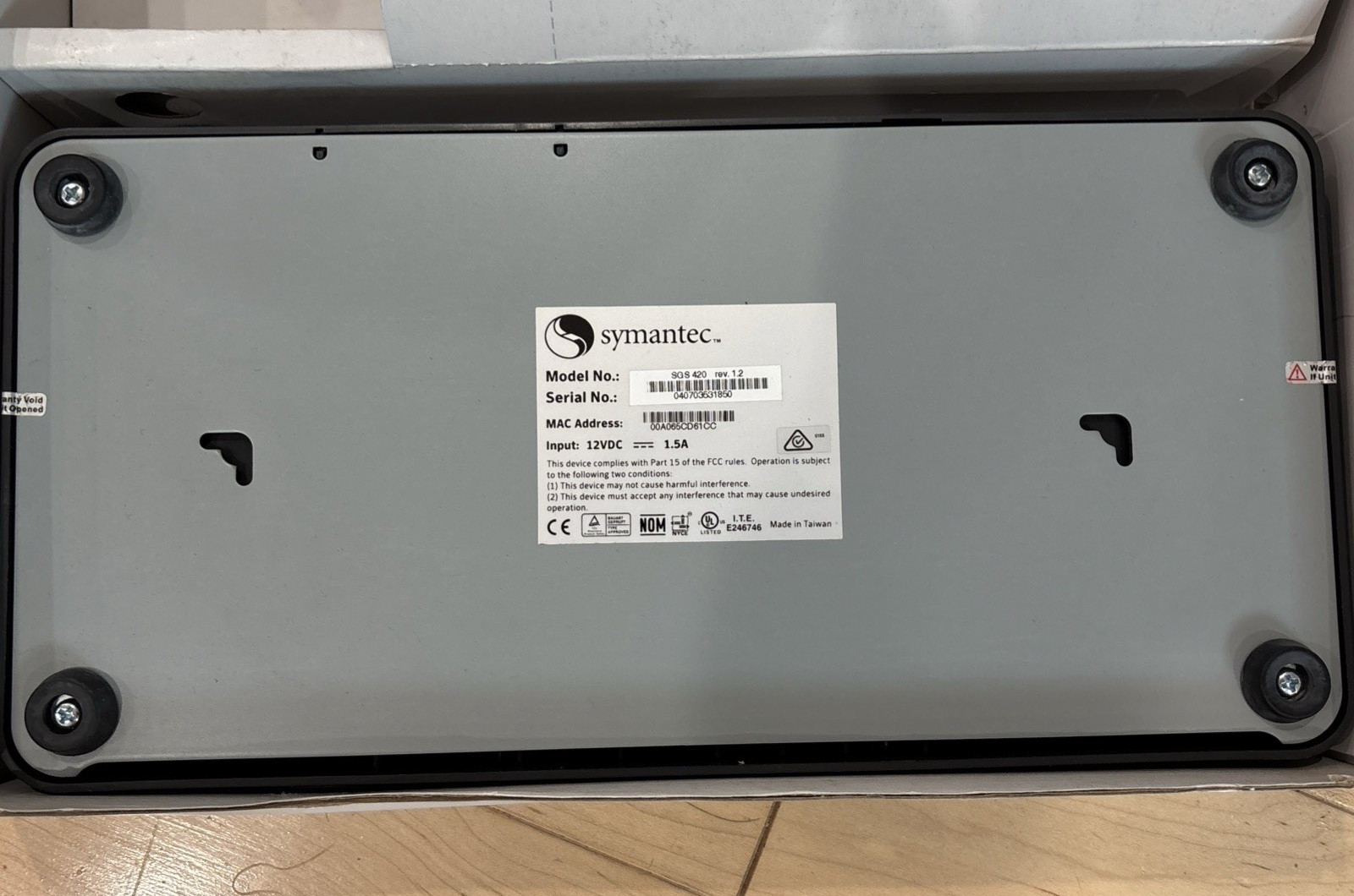 Symantec Gateway Security SGS 420 Rev.1.2