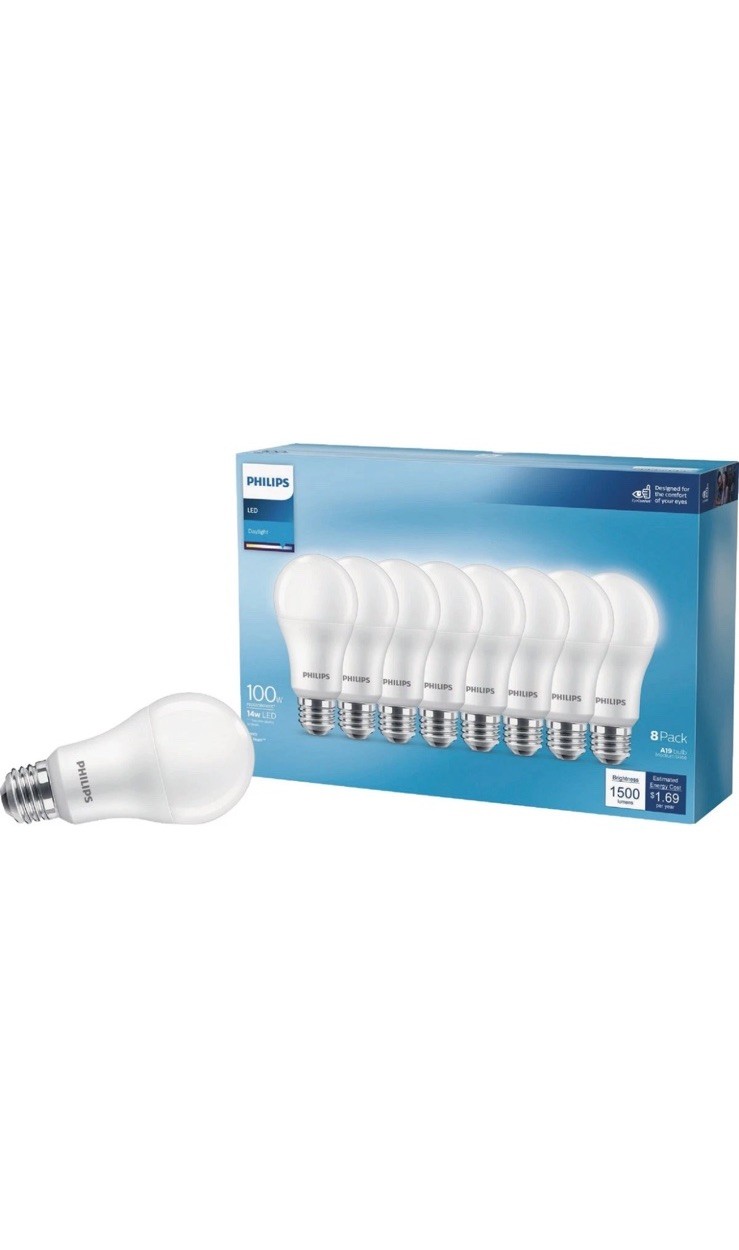 Philips 100W Equivalent Daylight A19 Medium LED Light Bulb (8-Pack) 589069