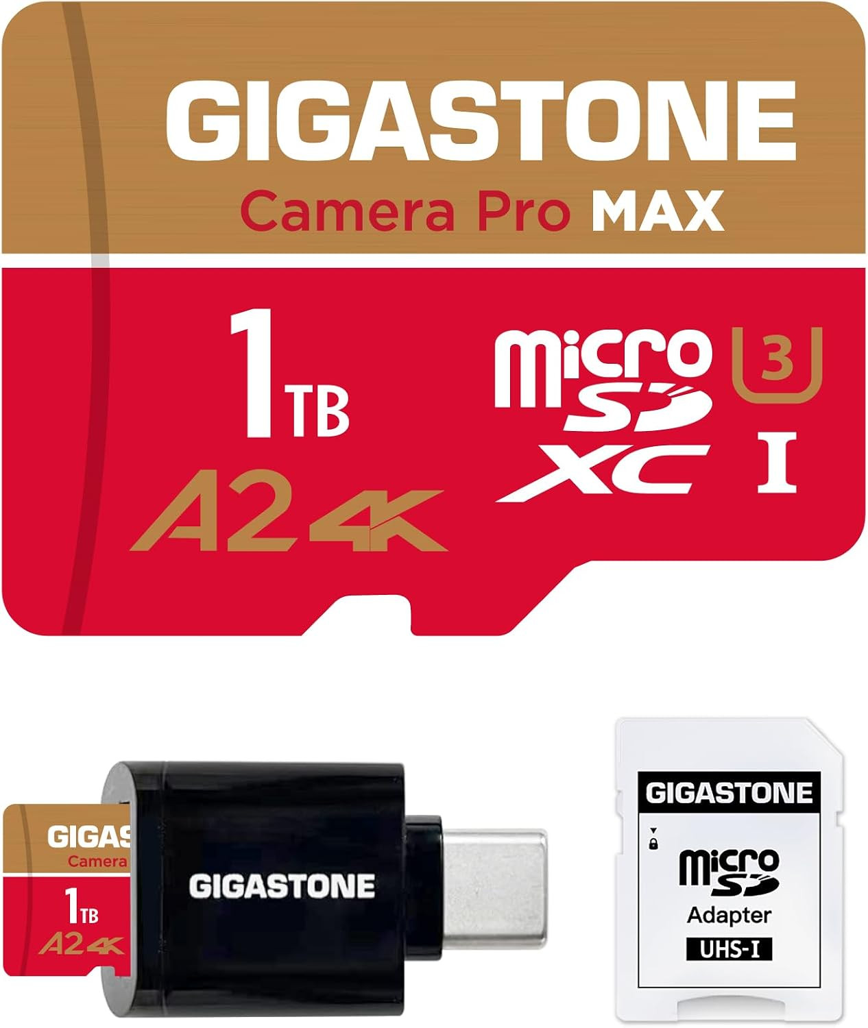 【5-Years Data Recovery】  1TB Micro SD Card with USB 3.2 Type C Card Reader, 4K C