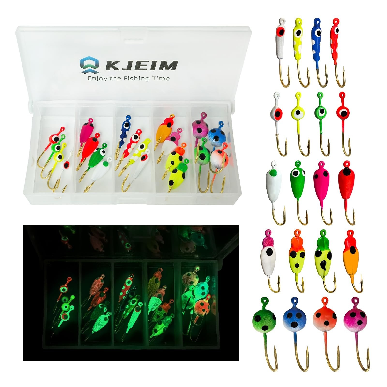Ice Fishing Jigs Luminous Ice Fishing Lures Glowing Jig Gear Winter Fishing J...