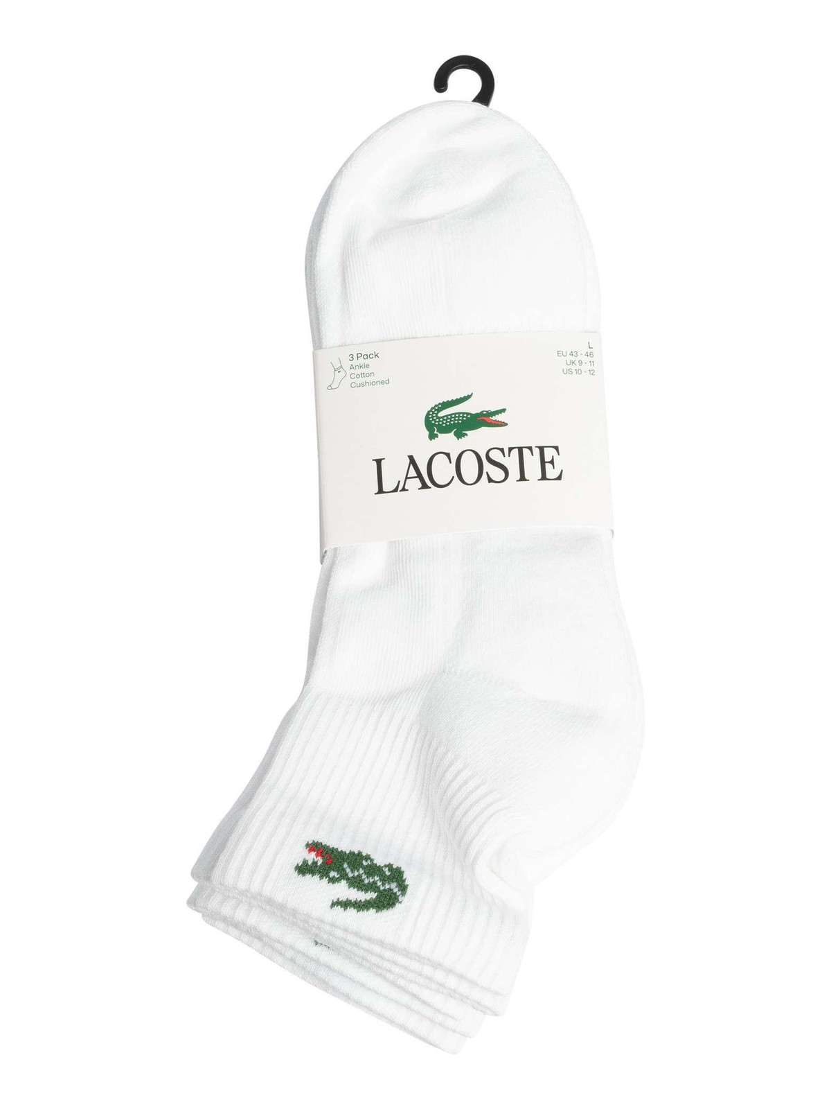 Lacoste Men's 3 Pack Ankle Socks, White