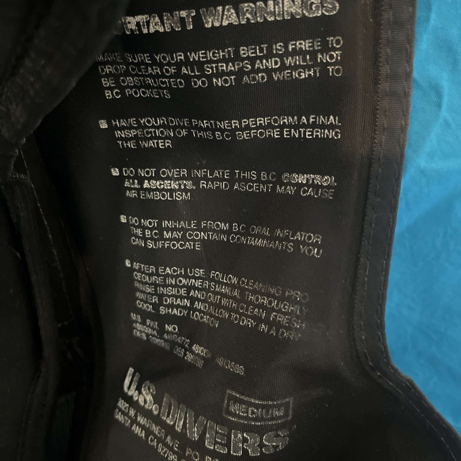 US Divers Cousteau Size Medium Bouyancy Compensation Vest Aqua-Lung