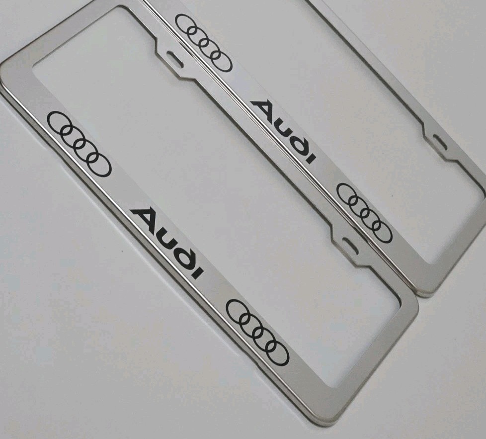 2 pcs -Audi- Silver License Plate Frame
