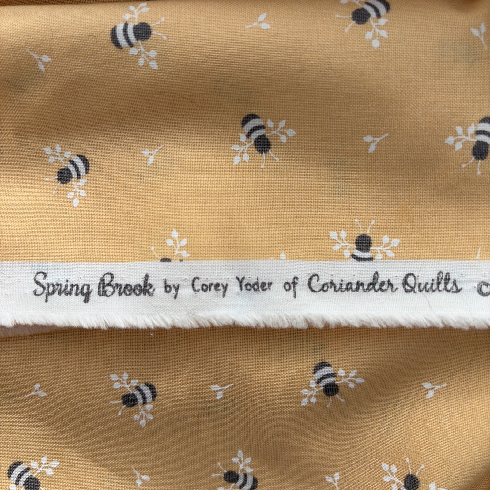 COREY YODER SPRINGBROOK MODA FABRIC #29112 YELLOW/BEES NO MATTER HOW LONG THE...