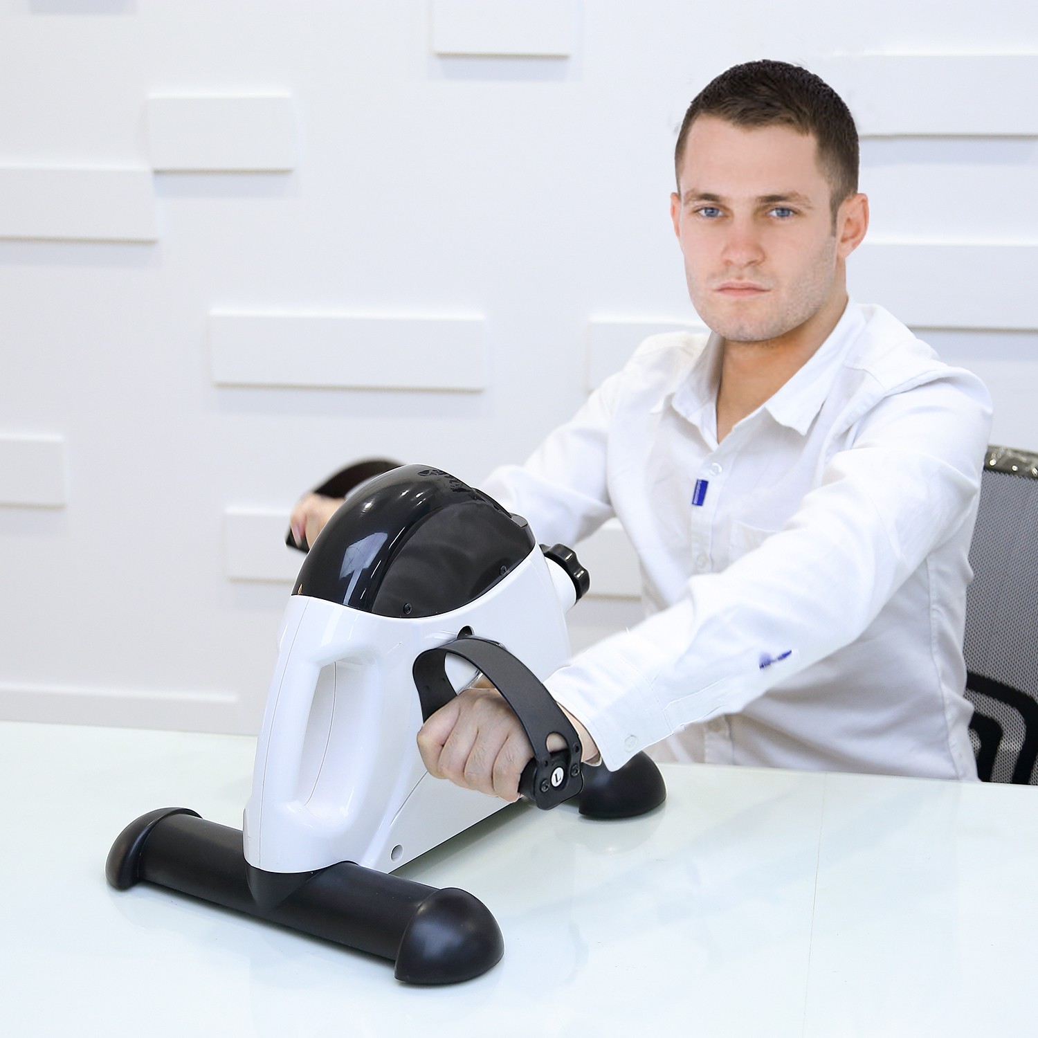 Evoland Mini Exercise Bike Under Desk w/LCD Display, Arm & Leg Pedal Exerciser