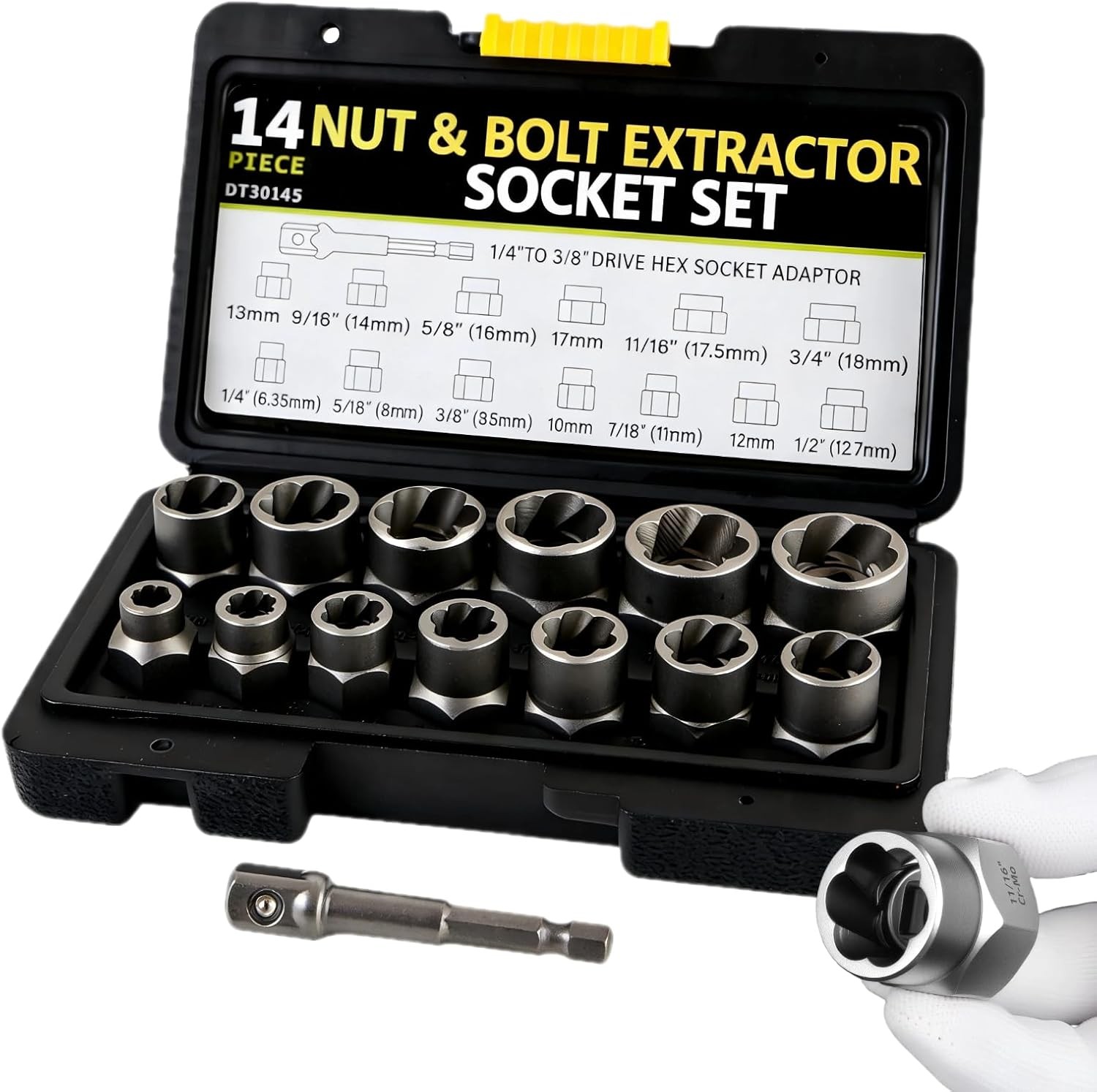 Bolt Extractor Set 14-Piece Stripped Bolt Extractor Socket Set with Storage Case