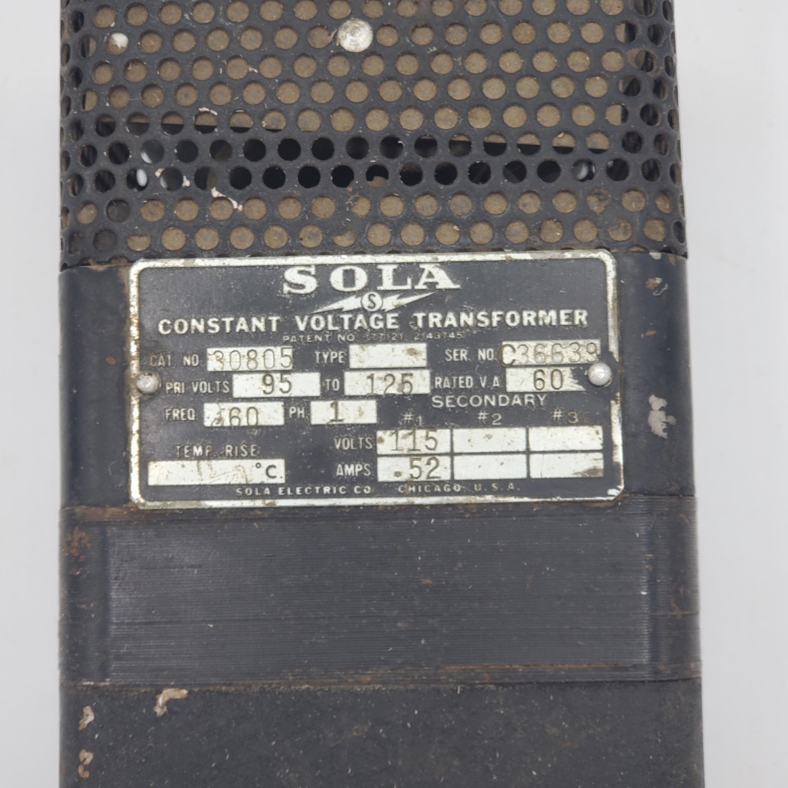 SOLA Vintage Constant Voltage Transformer Model 30805 115v FOR HIFI AUDIO
