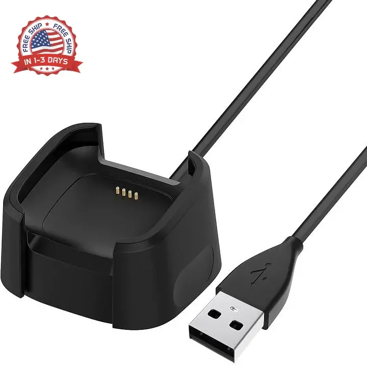 3.3Ft USB Charger Compatible with Fitbit Versa 2 Charger Dock Anti-Slip Replacem