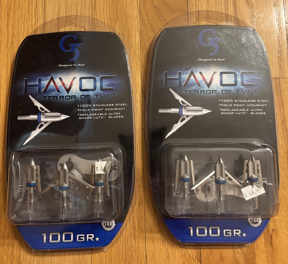 G5 Havoc Terror Of Two 100 Grain Broadheads-Two Packs Of 3. New In Package