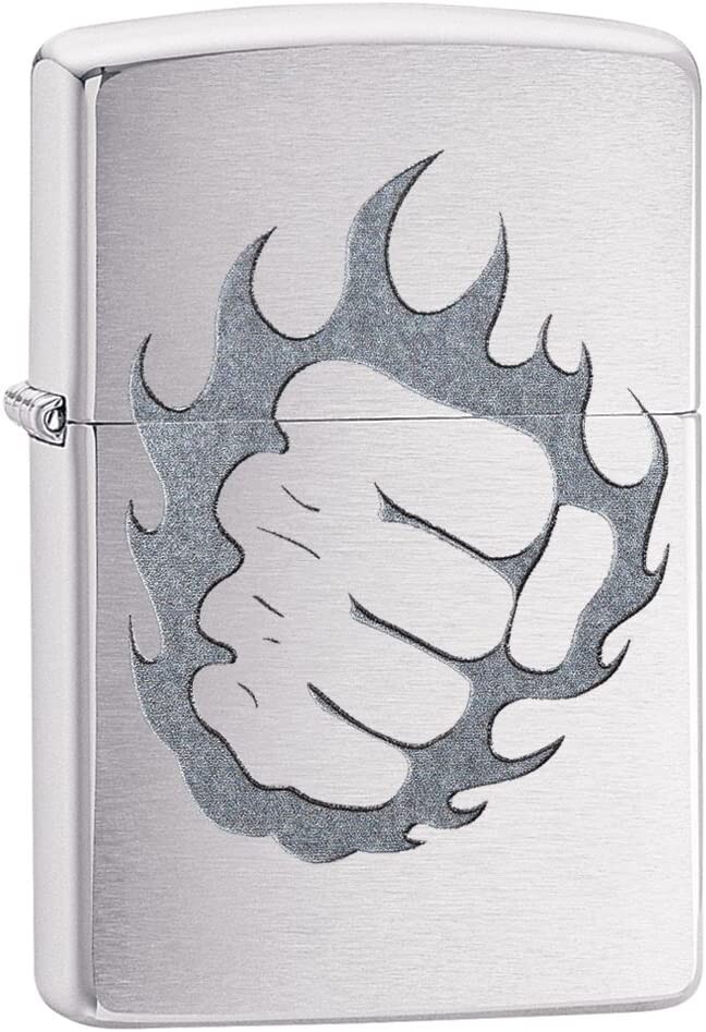 Zippo Tattoo Fire and Fist Brushed Chrome 29428