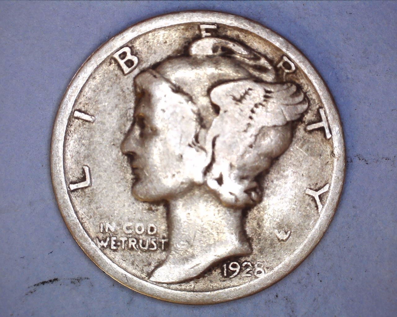 1928-S MERCURY DIME  BELOW FINE COND.*** 310-6C