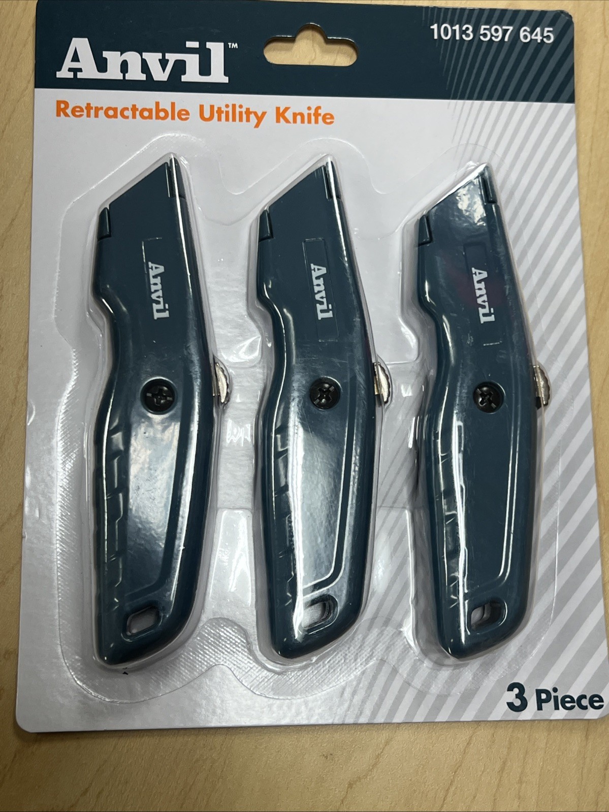 Set Of 3-Anvil™-6 in. Retractable Utility Knife w/Blades Inside.