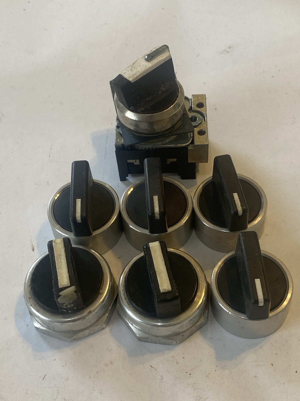 Lot Of 7 Industrial  Turn Knob Switches Just Tops