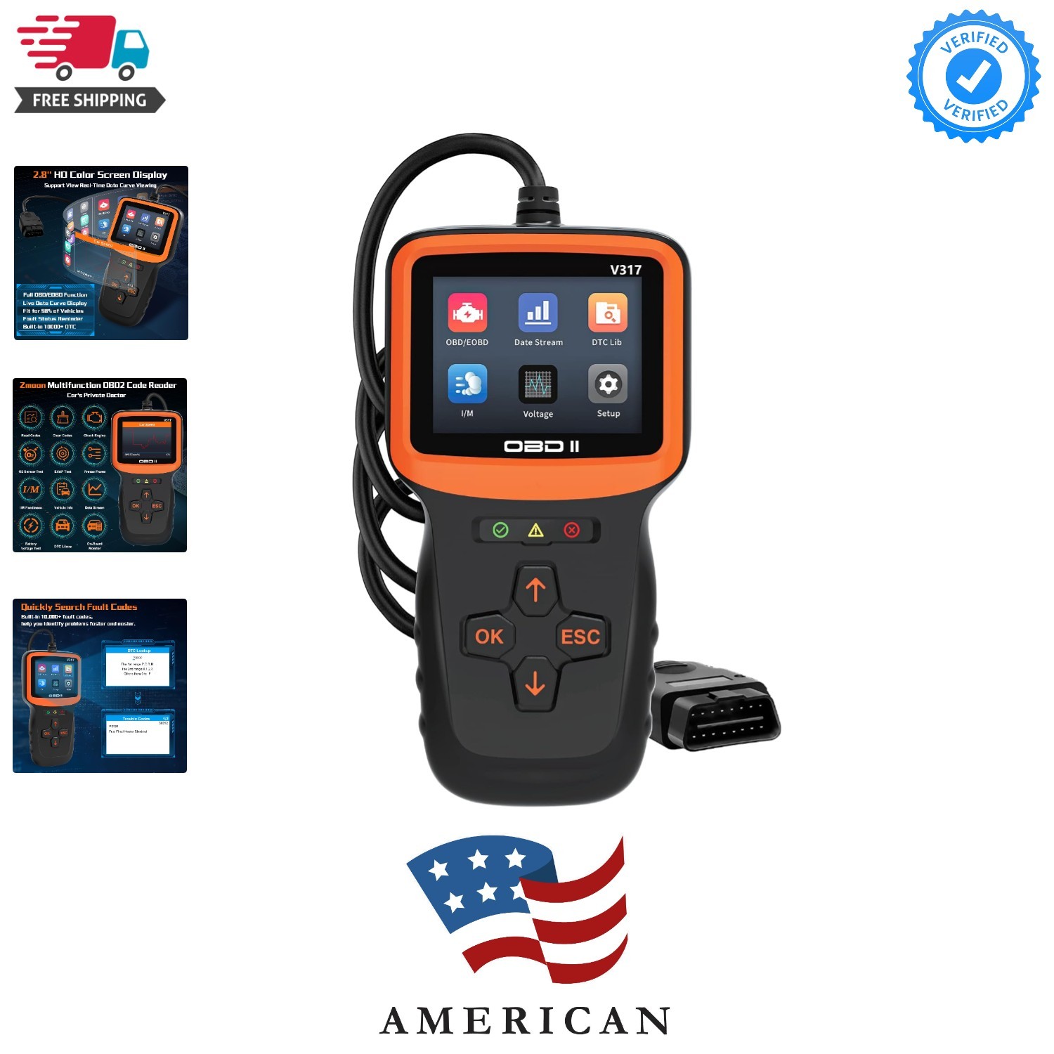 Scanner Diagnostic Tool, Vehicle Check Engine Code Readers with Reset & I/M R...